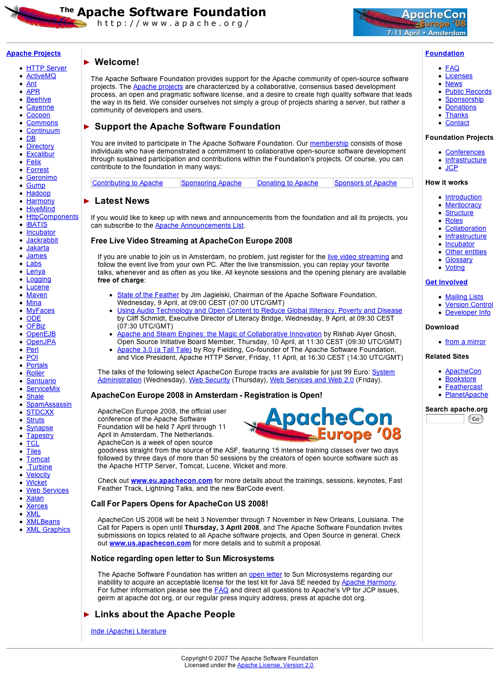 Apache.org circa 12:25pm today