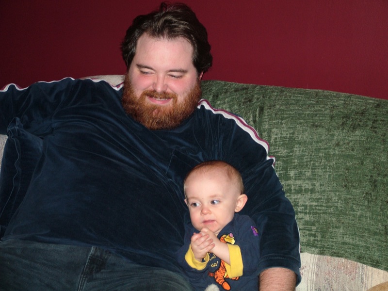 Daddy and Jakob cuddling