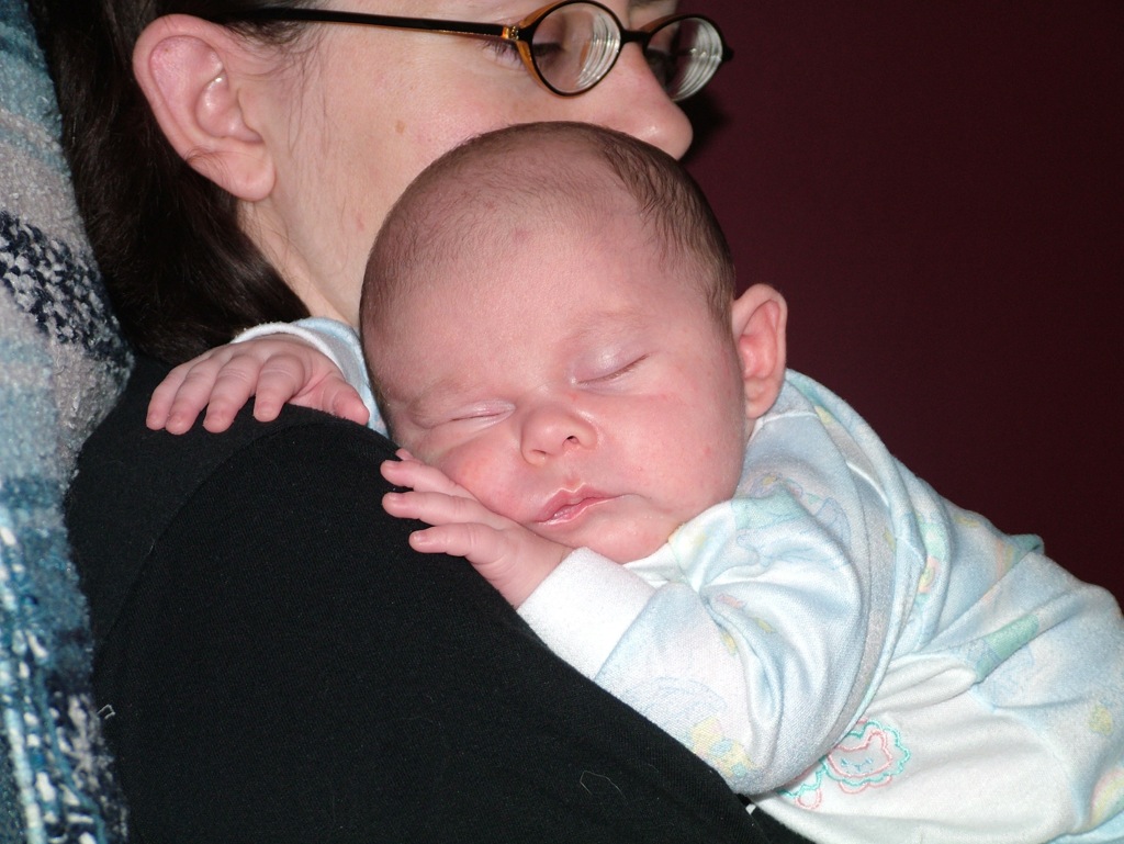 Heather rocking Jakob to sleep