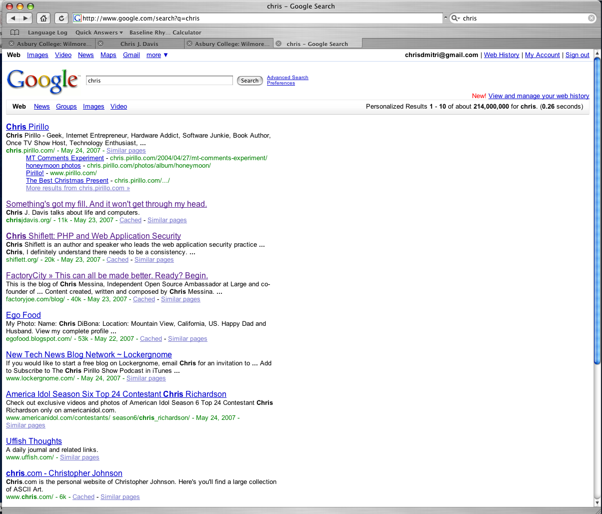 MeToday: Number 2 on google