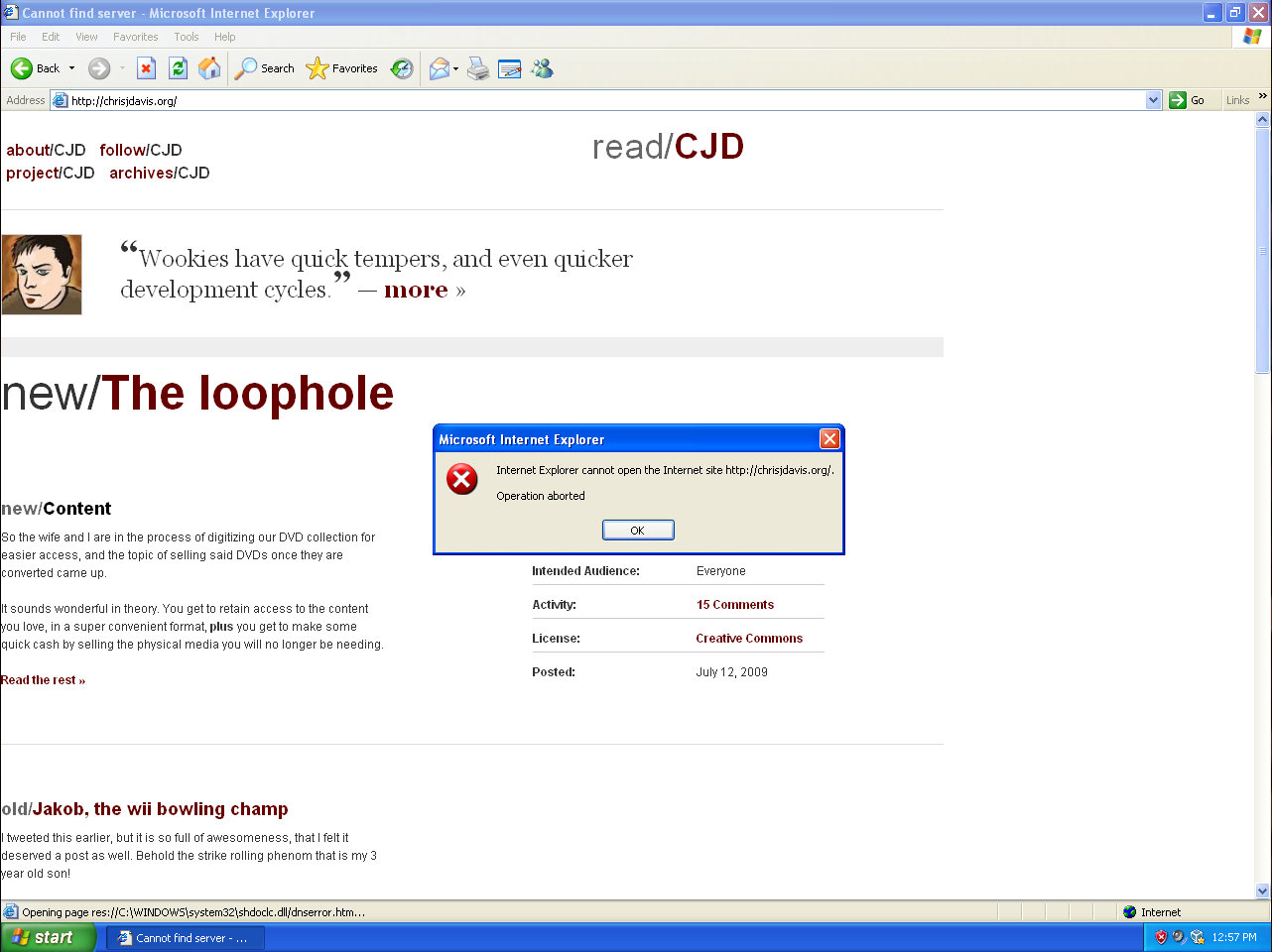 My site under IE 6