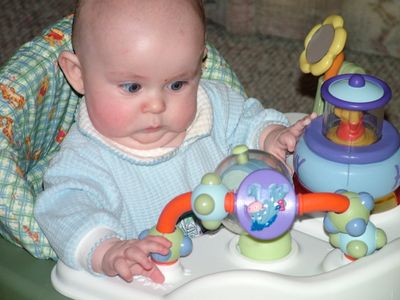 Jakob playing in his walker