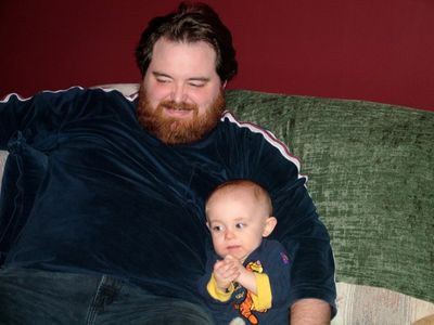 Daddy and Jakob cuddling