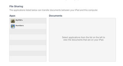 Shot of Document sharing in iTunes