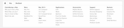 Apple.com: New Footer and Breadcrumbs
