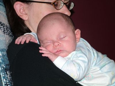 Heather rocking Jakob to sleep