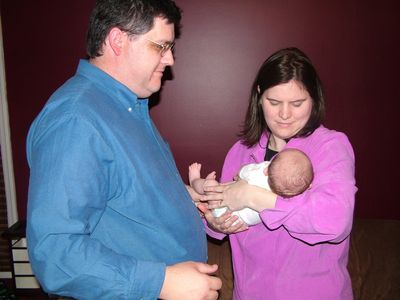 Uncle Ken and Aunty Amy visit Jakob for the first time