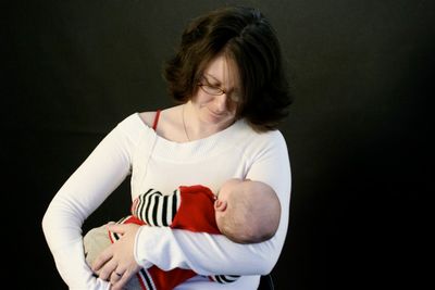 Heather holding Jakob